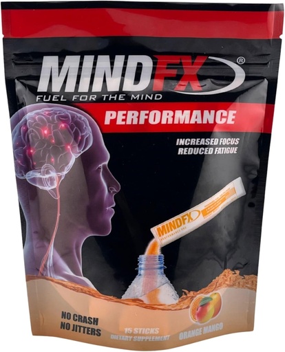 [BRSWGZYECMNQEAY4] MindFX Energy Powder Drink Mix - 15 Sticks Orange Mango Performance Blend | Natural Nootropics for Clean Energy, and Enhanced Focus | Elevate Your Performance (Orange Mango, 1)