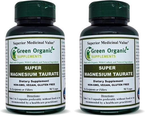 [BRSRMYDRCR5W2G34] Magnesium Taurate, High Absorbable, 90 VCaps, Non-GMO, Vegan, & Gluten Free, Made with Organic, Wild-Crafted, and Natural Ingredients (Pack of 2)