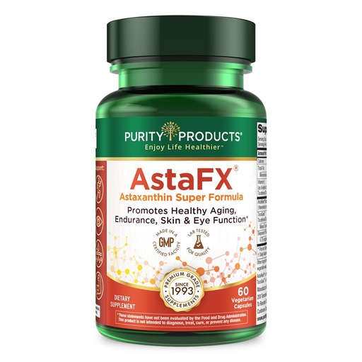 [BRSWIZQ4OQARW3LU] Purity Products AstaFX Astaxanthin Antioxidant Super Formula from Clinically Tested 4 mg AstaREAL with Tocotrienols (Vitamin E) + BioPerine Black Pepper + Piperine - 60 Vegetarian Caps