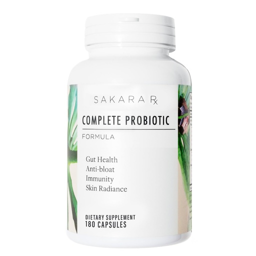 [BRSWGFQRPMNBECLA] SAKARA Complete Probiotic - Prebiotics and Probiotics for Women Digestive Health Supplements, Supports Bloating, Immune System & Skin Radiance, Gut Health for Women with 3 Billion CFU's - 180 Capsules
