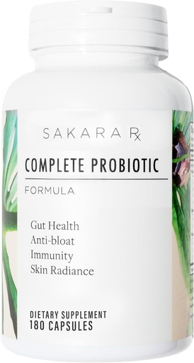 [BRSWGFQRPMNBECLA] Sakara Complete Probiotic - Prebiotics and Probiotics for Women Digestive Health Supplements, Supports Bloating, Immune System & Skin Radiance, Gut Health for Women with 3 Billion CFU's - 180 Capsules