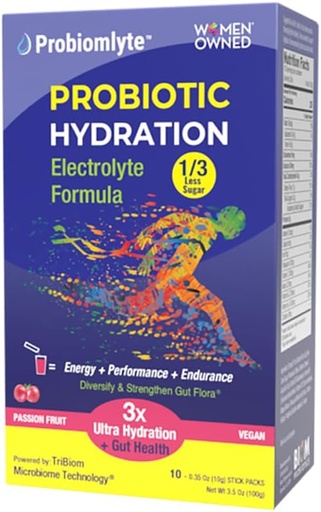 [BRSROGQKPN4AACIY] Probiomlyte Probiotic Hydration Amplifier. Electrolytes + Key Vitamins + Probiotics + Prebiotics + Postbiotics + Citrulline |Better Endurance, Performance, Energy, Gut Health| Passion Fruit |10 sticks