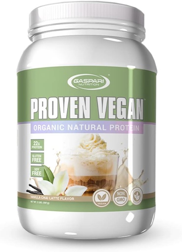 [BRSWYFIZA4PAIGQY] Gaspari Beslenme Proven Vegan Protein, Organik Doğal Protein, Gluten Free, Soy Free, NON GMO (2lbs, Vanilla Chai Latte)