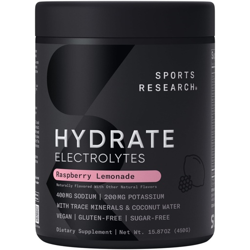 [BRSRAGANCB4BEGY2] Sports Research® Hydrate Jars - Sugar-Free & Naturally Flavored with Vitamins, Minerals, and Coconut Water - Supports Hydration - Raspberry Lemonade