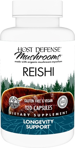 [BRSWIYA6BIPRYETY] Host Defence Reishi Capsules - Širdies ir imuninės sveikatos paramos priedas - Grybų priedas energetikai ir gyvybingumui remti - Reishi Priedas prie pagalbos bendrai gerovei - 120 kapsulių (60 serverių)