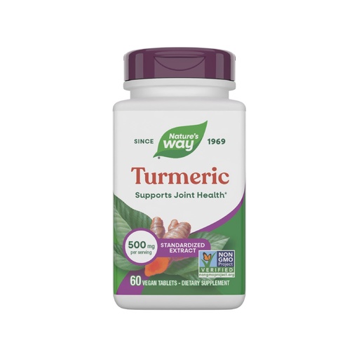 [BRSWIY3QOUOB4GYZ] Nature's Way Turmeric, Premium Extract, Supports Joint Health*, Standardized to 95% Curcuminoids, 500 mg Serving, Non-GMO Project Verified Supplements, 60 Tablets (Packaging May Vary)