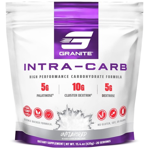 [BRSROZINDIBAKYDG] Granite Intra Carb Powder, Unflavored, High-Performance Carbohydrate Blend with Cluster Dextrin, Palatinose, & Dextrose, Supports Energy and Training (20 Servings)