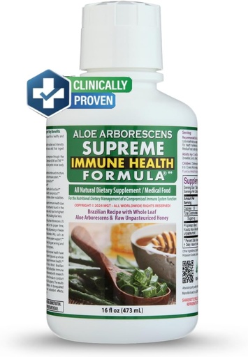 [BRSWIFQ7OR5RUDQ7] Supreme Immune Health Formel - Dr. Rekommenderad kliniskt beprövad immunhälsoformel för vuxna och barn - Organisk helbladig aloe Arborescens Juice + Raw Unpasteurized Honung för immunstöd -16oz