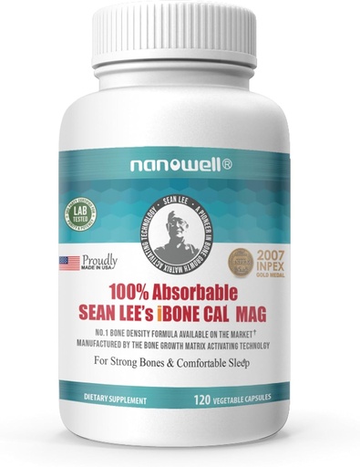 [BRSRMCQLB55BO2TF] NANOWELL Sean Lee's iBone Cal Mag - Bone Health, Calcium & Magnesium Supplement - 120 Vegetable Capsules, 30 Day Supply