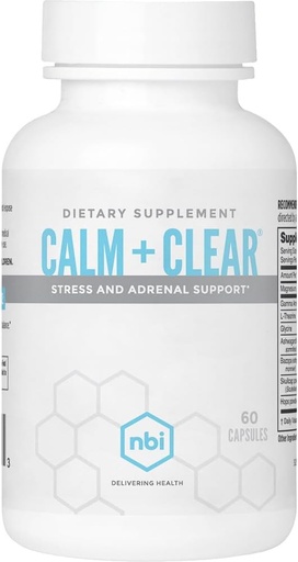 [BRSWYCY3AABW2YLF] NBI Calm + Clear Mood and Focus Support | Natural Stress and Adrenal Support with Magnesium, GABA, Ashwagandha, L-Theanine, Glycine, Bacopa, Skullcap, and Hops Powder | 60 Count Capsules