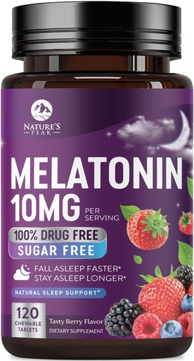 [BRSROAA2CQNRGC3U] Melatonin Sleep Support Supplements - Fast Dissolve Melatonin 10mg Per Serving for Adults - Maximum Strength Melatonin Tablets for Restful Sleep Support, Strawberry Flavor, Bottled USA - 60 Day Supply