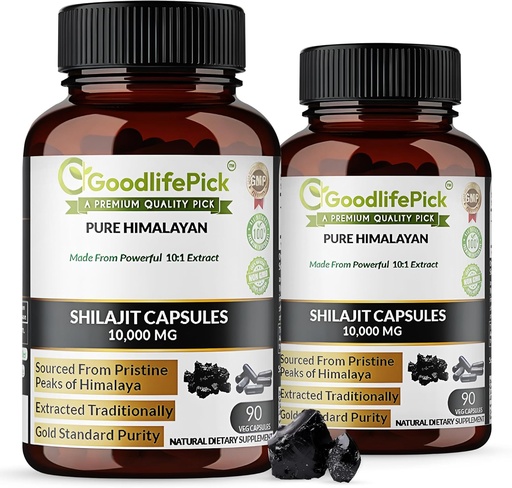 [BRSROBQDAQHBU2A6] Premium Himalayan Shilajit Capsules from Potent Shilajit Rich in Trace Mineral & Fulvic Acid High Altitude Sourcing.Extracted Traditionally AllNatural NonGMO No Stearate No Rice Flour (Pack of 2)