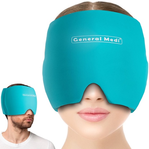 [BRSRMEIBDEIRSCL4] General Medi Headache & Migraine Ice Wrap Cap, Cold Therapy Migraine Relief Hat, Headache Ice Hat Cold Compress, Great for Puffy Eyes, Tension, Sinus & Stress Relief (Blue)