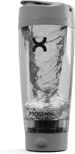 [BRSRAHAPDENB63TZ] Promixx PRO Shaker Bottle New Edition - Rechargeable, Powerful for Smooth Protein Shakes - inkluderar Supplement Storage, BPA Free, 20oz Cup, Cool Gray