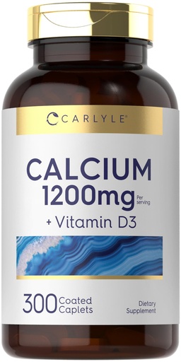 [BRSW2CQ6DJYW2ADV] Carlyle Calcium 1200mg with Vitamin D3 | 300 Caplets | Non-GMO, Gluten Free, and Vegetarian Supplement