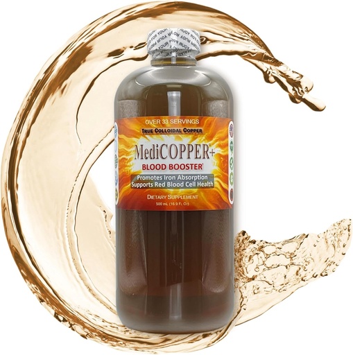 [BRSRAYA6CJ5GC2A6] MediCOPPER® Plus Blood Booster True Colloidal Copper CuNP Nutritional Supplement - 500 mL in Clear Plastic Bottle