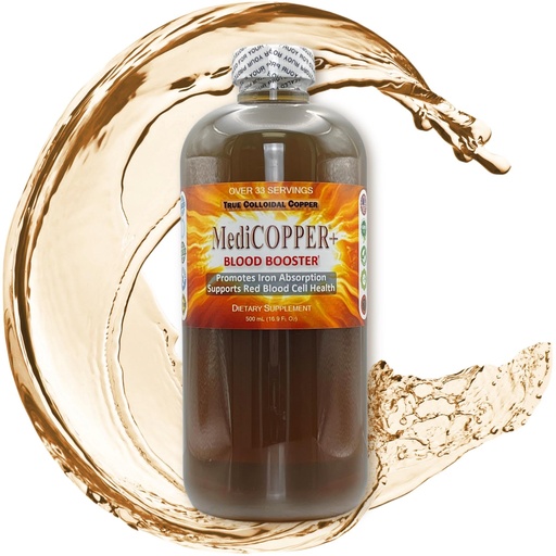 [BRSRAYA6CJ5GC2A6] MediCOPPER® Plus Blood Booster True Colloidal Copper CuNP Nutritional Supplement - 500 mL in Clear Plastic Bottle