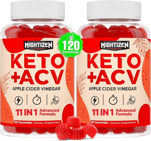 [BRSRAHYHDIBGGFLL] Apple Cider Vinegar Gummies, Max Strength Keto Acv Gummies with Green Tea, Probiotics, B12, B6, Keto Support, Apple Cider Vinegar with Mother for Detox & Cleanse, Digestion & Gut, Vegan, 120 Counts