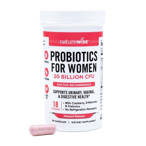 [BRSWKF37AB6RG3A7] NatureWise Probiotics for Women + Organic Prebiotics D-Mannose & Cranberry - Vaginal Probiotics for PH Balance, Digestive & Urinary Tract - 18 Strains, 20 Billion CFU - 60 Capsules[60-Day Supply]