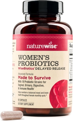 [BRSWKF37AB6RG3A7] NatureWise probiotiki za ženske + organski prebiotiki D-manoza in brusnica - vaginalni probiotiki za PH Balance, Prebavni in sečni trakt - 18 sevov, 20 milijard CFU - 60 kapsul[60-dnevna zaloga]