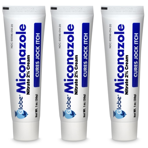 [BRSWKHQ6PJYAKFT7] Globe (3 Pack Miconazole Cream 1 oz, Relieves Itching, Burning, Cracking from Jock Itch, Ringworm, Athlete Foot. Compare to the Leading Name Brand