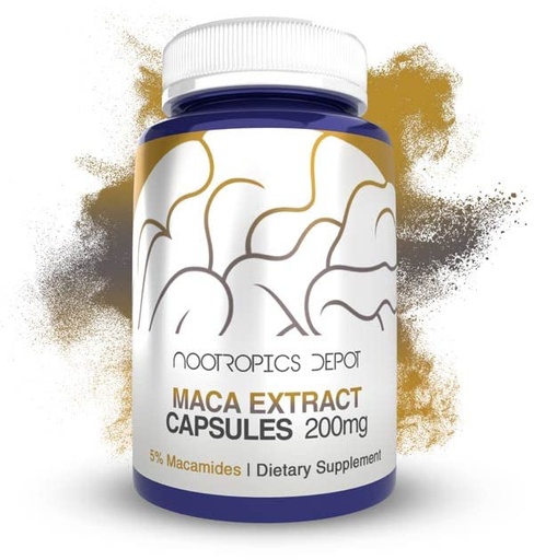[BRSRM2QYPIMQEADH] Nootropics Depot Maca Root Extract Capsules | 5% Macamides | Maca Supplement | Lepidium meyenii | Energy, Mood & Vitality Support | Maca Root Capsules for Women and Men | 60ct