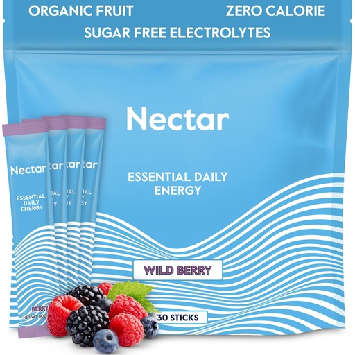 [BRSRMA36CMPROYDH] Nectar Energy Booster - Organic Caffeine, B12 & Electrolytes - Sugar Free & Zero Calorie – Healthy Coffee, Energy Drink & Soda Alternative – Hydration & Energy Supplement (Berry 30 Powder Packets)