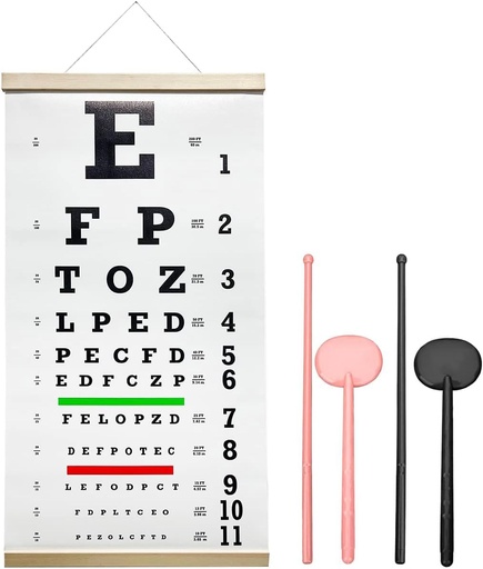 [BRSROZ33CR7BGAY4] Snellen Eye Chart,Eye Chart,Snellen Eye ExamSnellen Eye Chart Pocket Eye Exam Kit with Cute Eye Occluders 20 Feet Optical Eye Test Reusable Wooden Frame Canvas Eye Chart for Kids and Adults