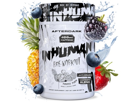 [BRSROBD4CUNBUGQ4] AFTERDARK INHUMAN Pre-Workout Powder, Enhanced Mind-Muscle Connection, Sustained Energy, Potent Nootropic Blend, Vegan, Gluten-Free, Soy-Free, 400mg Caffeine, No Crash, Paradise Punch