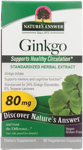 [BRSWIYQMCJ7WAYI7] Réponse de la nature Ginkgo Leaf Capsules végétariennes, 60-Count
