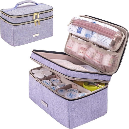 [BRSROGQNC56ROC33] Medicine Storage Bag Pill Bottle Organizer with Portable Small Pouch Travel Medication Bottle Organizer for Emergency Home First Aid Box Kit (Purple)
