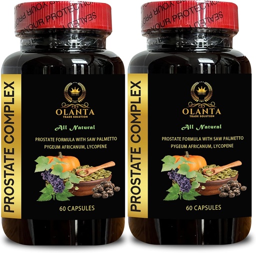 [BRSRAAT4CMAR6H3V] Prostate Complex All Natural - End Nighttime Bathroom Trips, Prostate Healthy Vitamins, Supports Healthy Urinary Tract Function for Men - 2 Bottles 120 Capsules