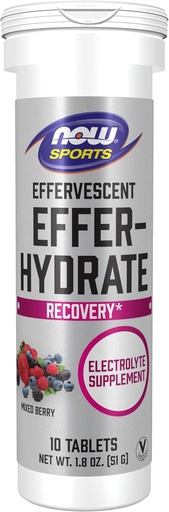 [BRSWYYAZOVYWKHL6] MAINTENANT Aliments Sports nutrition, effervescent effer-Hydrate, supplément électrolyte, récupération*, baie mixte, 10 comprimés