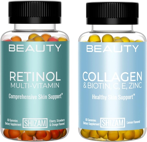 [BRSRMZ33AQPBM3LF] SHIZAM Retinol Multi-Vitamin & Collagen w Biotin Gummies in Combo