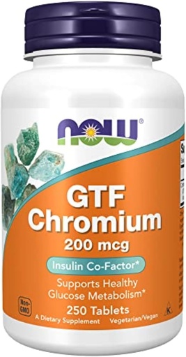 [BRSWIY32BMMQI2LI] NOW Foods Supplements, GTF (Glucose Tolerance Factor) Chromium 200 mcg, Insulin Co-Factor*, 250 Tablets