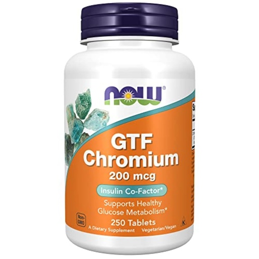 [BRSWIY32BMMQI2LI] NOW Foods Supplements, GTF (Glucose Tolerance Factor) Chromium 200 mcg, Insulin Co-Factor*, 250 Tablets