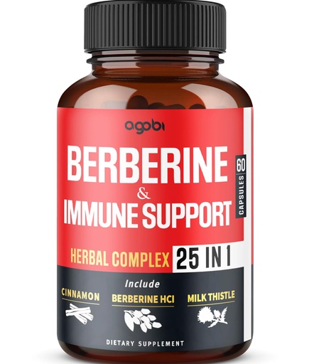 [BRSROY37BUGWAFI3] Premium Berberine Supplement with Ceylon, Ashwagandha, Turmeric, Milk Thistle, Elderberry & Black Pepper - Supports Defense System, Cardiovascular & Gastrointestinal - 60 Capsules