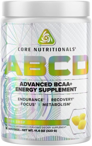 [BRSW2HD3DF7WY3YY] Core Nutritionals Platinum ABCD Advanced BCAA Energy Supplement, parantaa kestävyyttä, Recovery, ja Focus 30 Servings (Sitruuna Drop)