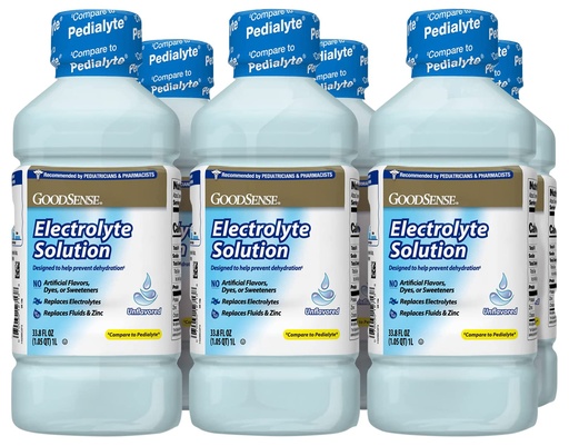[BRSWIHQEA4GBWC3I] GoodSense Electrolyte Oral Solution, Unflavored, Designed to Help Prevent Dehydration; Replaces Electrolytes, Fluid and Zinc, 33.8 Fluid Ounces (Pack of 6)