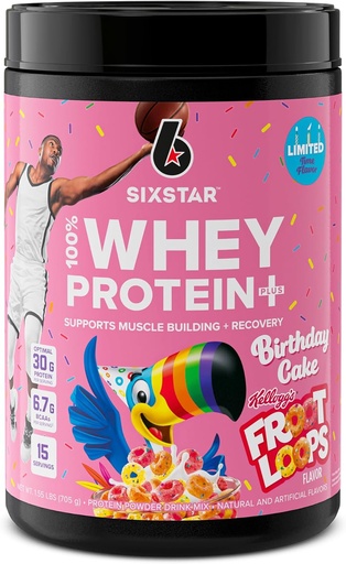 [BRSRAZQ7DIAWMCT7] Six Star Whey Protein Powder Plus | Muscle Building & Recovery Plus Immune Support | Muscle Builder for Men & Women | Kellogg’s Froot Loops Birthday Cake Flavor | 1.5lb