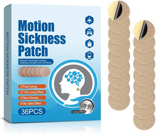 [BRSROBQPBYIAG234] Motion Sickness Patches 36 Count, Non Drowsy Sea Sickness Patches for Adult | Fast Acting & 72 Hours Long Lasting, Travel Patches for Cruise Ship Car Boat Plane Train Bus, Travel Essentials