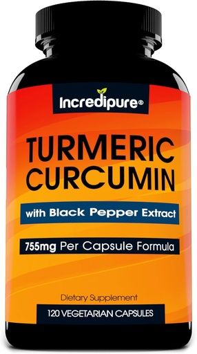 [BRSWKZD7BAEAGYLA] Turmeric Curcumin Supplement m/ BioPerine - 755mg per kapsel, 120 Veggie Caps av Curcumin Incredipure