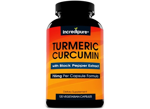 [BRSWKZD7BAEAGYLA] Turmeric Curcumin Supplement with Black Pepper Extract - 755mg Per Capsule, 120 Veggie Caps by Curcumin Incredipure