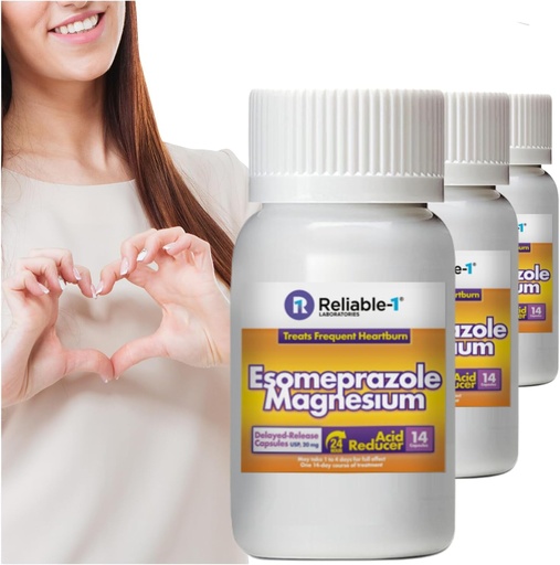 [BRSWGGAHABYGK3T6] Reliable-1 Laboratories Esomeprazole Magnesium Delayed - Release Capsules USP 42 Count, 20Mg Best Acid Reducer (3 Bottles, 14 Count/ea)