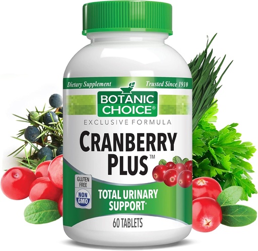 [BRSWYZQOCQHBMAAU] Botanic Choice Cranberry Plus Totale Urinaire Ondersteuning - Urinaire Tract Gezondheid voor vrouwen en mannen met Cranberry Concentrate, Uva Ursi, Buchu, Calcium - 60 tabletten