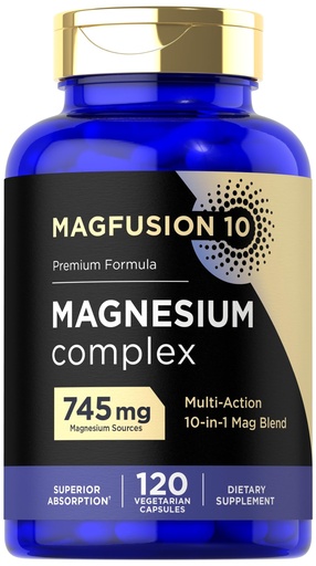 [BRSRAYAZAEAR6E3U] Magfusion-10 Magnesium Complex Supplement 745mg | 120 Capsules | 10 in 1 Blend | Vegetarian, Non-GMO, Gluten Free