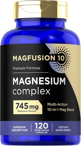 [BRSRAYAZAEAR6E3U] Suplemento Complejo de Magnesio 745mg Silencio 120 Capsules  10 in 1 Blend ¦ Vegetarian, Non-GMO, Gluten Free