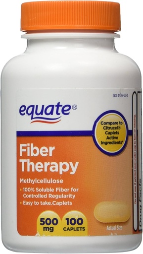 [BRSWIYA7B4JRYHL4] Equate Fiber Therapy For Regularity Fiber Supplement Caplets, 500mg, 100-Count Bottle