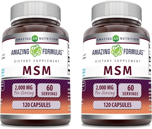 [BRSRAZATC4PQIDLU] Amazing Formulas MSM (Methylsulfonylmethane) Supplement | 2000 Mg Per Serving | Capsules | Non-GMO | Gluten Free | Made in USA (2 Pack, 120 Count)