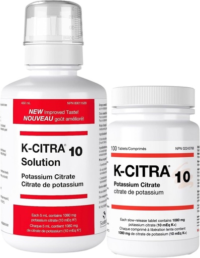 [BRSWKFAMAQBRCHTG] 100 Tablets - Potassium Citrate Supplement - Effective Alkali Therapy & Simple Dosing Regimen - Best for Potassium Depletion & Kidney Stones - Contains 1080mg of Potassium Citrate per Tablet